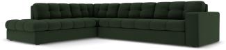 Micadoni 5-Sitzer Ecke links Sofa Justin | Bezug Dark Green | Beinfarbe Black Plastic
