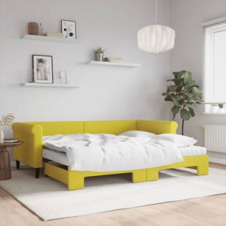 Tagesbett Ausziehbar mit Matratzen Gelb 90x200 cm Samt (Farbe: Gelb)