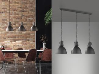 Pendelleuchte Industrial Style 3 flammig in Schwarz mit LED dimmbar