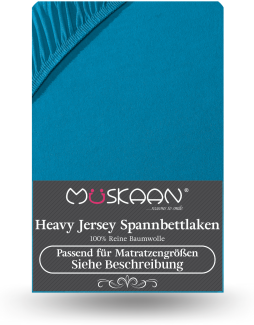 Müskaan - Premium Jersey Spannbettlaken 180x200 cm - 200x220 cm + 40 cm Boxspringbett 160 g/m² petrol