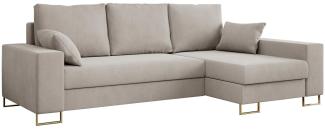 Ecksofa, Bettsofa, L-Form Couch mit Bettkasten - DORIAN-L - Milchig Velvet