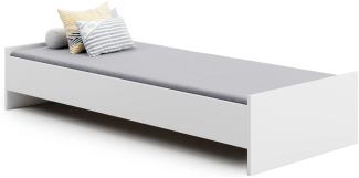 Kinderbett Jugendbett 90x200 cm weiß mit Matratze und Lattenrost, MDF-Holz, Skandi, Gästebett "Made in Europe"