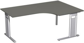 PC-Schreibtisch rechts, höhenverstellbar, 180x120cm, Graphit / Silber