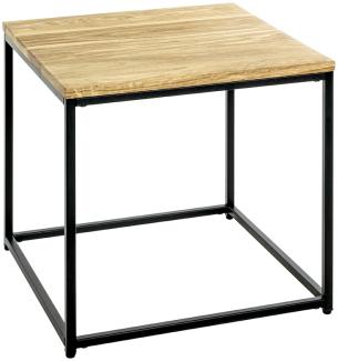 Beistelltisch >37334< in eiche, schwarz, Massivholz, Metall - 45x45x45cm (BxHxT)