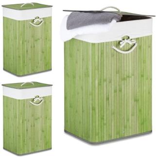 3 x Wäschekorb Bambus eckig grün 10041870