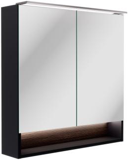 Fackelmann B. PARIS LED-Spiegelschrank 70 cm breit, Braun dunkel/Schwarz