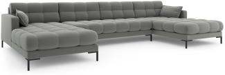 Micadoni 6-Sitzer Panorama Sofa Mamaia | Bezug Grey | Beinfarbe Black Metal