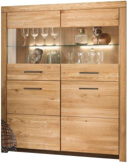 Highboard >WZ-0169< (BxHxT: 117,7x141,2x40 cm) in natur geölt aus Wildeiche