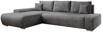 Juskys Sofa Iseo Links mit Schlaffunktion - Stoff Couch L Form für Wohnzimmer, bequem, ausziehbar - Schlafsofa Ecksofa Eckcouch Schlafcouch Dunkelgrau