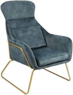 Relaxsessel Samtvelours Blau Sessel Polstersessel Ohrensessel Loungesessel