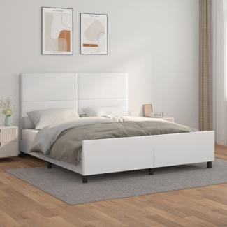 Doppelbett, Polsterbett mit Kopfteil Kunstleder Weiß 160 x 200 cm