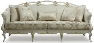 Casa Padrino Luxus Barock Sofa Cremefarben / Weiß / Gold - Handgefertigtes Wohnzimmer Sofa mit dekorativen Kissen - Wohnzimmer Möbel im Barockstil - Edel & Prunkvoll
