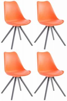 4er Set Stühle Toulouse Kunstleder Rund grau (Farbe: orange)