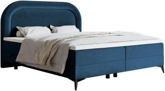 Selsey LOREO - Boxspringbett mit wasserfestem Samtbezug in Dunkelblau, 160x200 cm