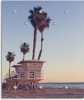 Queence Garderobe - "Day On The Beach" Druck auf hochwertigem Arcylglas inkl. Edelstahlhaken und Aufhängung, Format: 100x120cm
