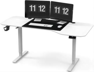 JUMMICO HöHenverstellbarer Schreibtisch 160 cm L-förmiger Schreibtisch Höhenverstellbar Elektrisch,Ergonomie Gaming Tisch(Weiß)