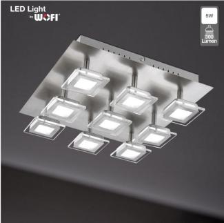Wofi LED Deckenleuchte Deckenlampe 9x5W 3000K 2700 lumen Warm Weiss ersetzt 250W7826