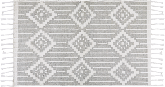 Outdoor Teppich grau weiß 140 x 200 cm orientalisches Muster Kurzflor TABIAT