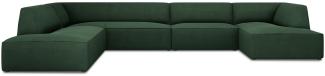 Micadoni 7-Sitzer Panorama Ecke links Sofa Ruby | Bezug Green | Beinfarbe Black Plastic