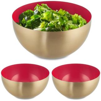 3 x Salatschüssel aus Edelstahl rot/gold 10046431