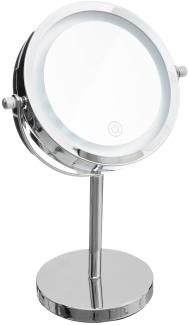 LED-Kosmetikspiegel, rund, stehend, Metall