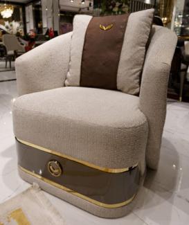 Casa Padrino Luxus Sessel Grau / Braun / Gold - Edler Wohnzimmer & Hotel Sessel - Wohnzimmer & Hotel Möbel - Luxus Qualität
