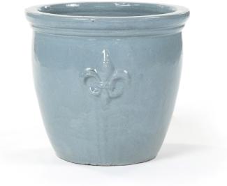 Blumentopf aus Keramik Modell "Fleur de Lys II" 34cm Grau-Blau