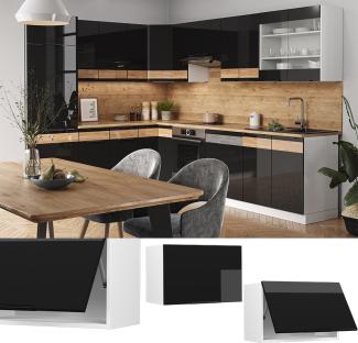 Vicco Hängeschrank Küchenschrank Küchenmöbel Fame-Line Weiß Schwarz 60 cm flach modern Hochglanz