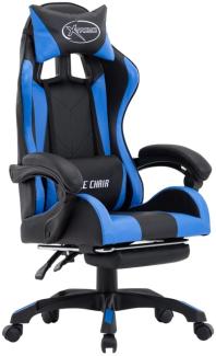 vidaXL Gaming-Stuhl mit Fußstütze Blau und Schwarz Kunstleder