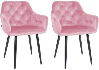 2er Set Esszimmerstühle Stanley Samt (Farbe: pink)