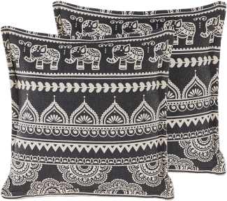 Dekokissen orientalisches Muster Baumwolle schwarz creme 45 x 45 cm 2er Set ATABAGI