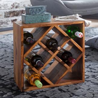 KADIMA DESIGN Weinregal aus massivem Sheesham Holz für 8 Flaschen - Platzsparendes & elegantes Flaschenregal, handgefertigt.