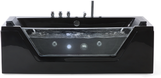 Whirlpool Badewanne schwarz LED Unterwasserbeleuchtung 174 x 80 cm SAMANA