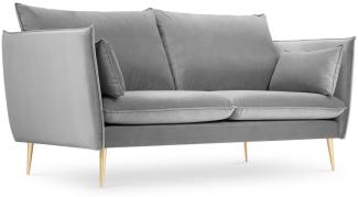 Micadoni 2-Sitzer Samtstoff Sofa Agate | Bezug Light Grey | Beinfarbe Gold Metal