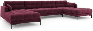 Micadoni 6-Sitzer Panorama Sofa Mamaia | Bezug Dark Red | Beinfarbe Black Metal