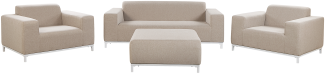 Lounge Set Polsterbezug beige weißes Gestell 5-Sitzer ROVIGO