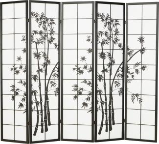 5tlg Paravent Raumteiler Trennwand Bambusmuster, 179 x 220 cm, schwarz