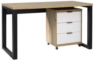 Schreibtisch RAMO 2, 135x76,2x65, Eiche artisan/schwarz