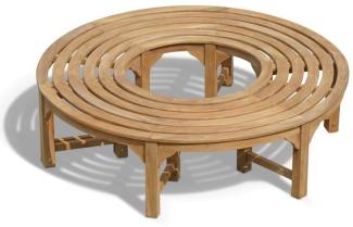 Baumbank Fermo S-Form Teak Massivholz 150 cm 180°