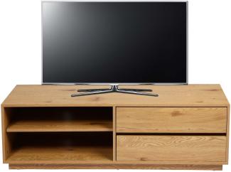 TV-Rack HWC-J78, Fernsehtisch Lowboard Kommode, Schublade, MDF 42x140x40cm ~ Eiche-Optik