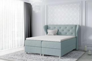 Stylefy 'Bellagio' Boxspringbett Velours Silber 200 x 200 cm