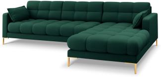 Micadoni 5-Sitzer Ecke rechts Sofa Mamaia | Bezug Green | Beinfarbe Gold Metal
