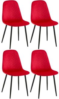 4er Set Stühle Giverny Samt (Farbe: rot)