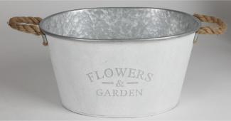 6x Pflanztopf Flowers weiß/silber 38,5x20x30cm Übertopf Blumen