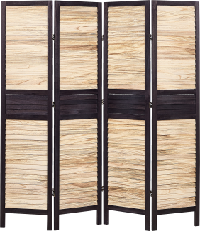 Raumteiler aus Holz 4-teilig heller Holzfarbton braun faltbar 170 x 164 cm BRENNERBAD