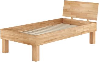 Erst-Holz Massivholzbett Einzelbett Buche 100x220 Seniorenbett inkl. Rollrost in Überlänge 60. 81-10-220