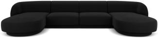 Micadoni 5-Sitzer Samtstoff Panorama Sofa Miley | Bezug Black | Beinfarbe Black Plastic