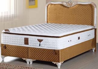 Casa Padrino Barock Bett mit Matratze Gold / Weiß - Edles Doppelbett im Barockstil - Schlafzimmermöbel