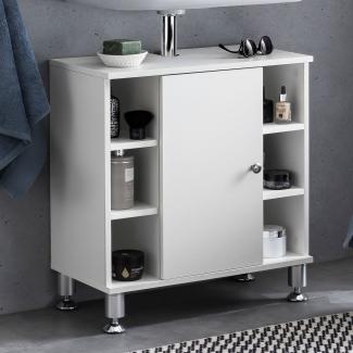 KADIMA DESIGN Moderner Badezimmer-Unterschrank mit Chromfarbenfassung, großem Stauraum und justierbaren Standfüßen.