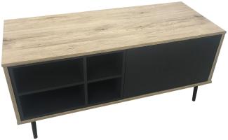 Lowboard , MDF mit glatter Dekorfolie - 97,5 x 39 x 45 cm, Natur/schwarz
